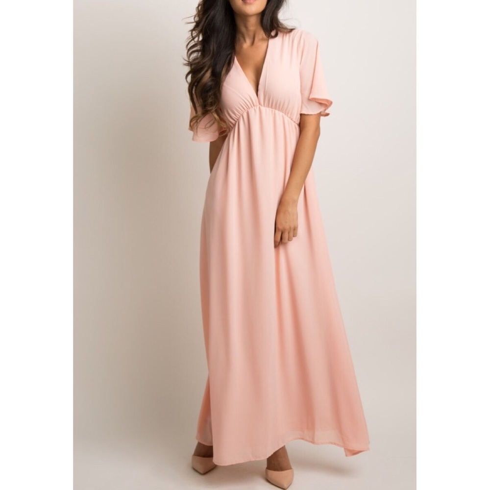 PinkBlush Bell Sleeve Chiffon Maxi NWT